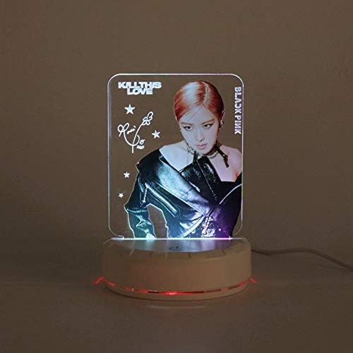 Fat Bear Kpop Blackpink New Album"Kill This Love" Same Paragraph Colorful LED Desktop Light Board Acrylic Bedside Night Light Support Table Lamp Hot Gift for Fans (04)