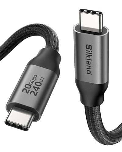 Silkland USB4 für Thunderbolt 4 Kabel 5M, 20Gbps Datenkabel USBC, 5K@60Hz 4K@144Hz Monitorkabel USBC, 240W 5A PD3.1 Ladekabel für MacBook, PSSD, iPad, iPhone 16