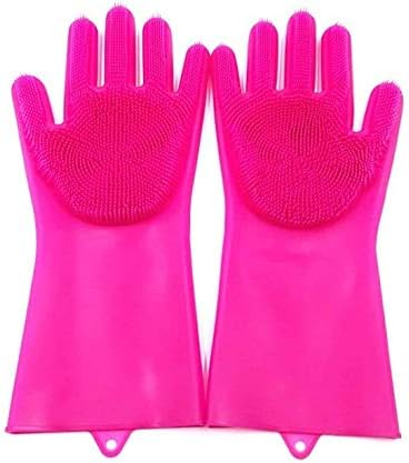 Glove Scrub -Silicone Brush Scrubber Gloves Heat Resistant, for Dish wash, Cleaning, Pet Hair Care,Bathroom Cleaning, Durable
