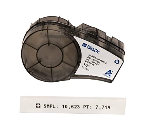 Brady Polyester Label Tape for Label Printers M210 & M211 – Self-Laminating Cryogenic Laboratory Labels – Black on White (12,7 mm x 6,40 m) – M21-500-461-AW