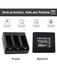 E-TS GOPRO 5 Batería de reemplazo (2 unidades) y cargador de 3 canales compatible con GoPro Hero (2018) GoPro HERO5 HERO6 HERO5 Negro HERO6 Black Hero 7 (actualizado, 1600 mAh)