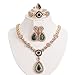 MOOCHI Women Gold Plated Jewelry Set Red & Green Cubic Zircon Pendant Necklace Earrings Bracelet Ring