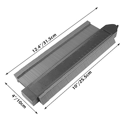 VSTM Contour Gauge Duplicator with Lock, 10 Inch Plastic Profile Copy Gauge Measure Ruler Contour Shape Duplicator for Precise Measurement Tiling Laminate Wood Marking Tool