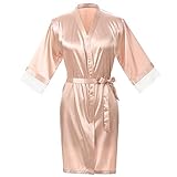 Find Dress Women's Silky Robe Bridesmaid Robes Lace Robe for Bridal(FBA Free Return)
