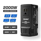 TryAce 2000W International Travel Converter and Adapter for Hair Dryer/Phones/Laptop,Set Down Voltage 220V to 110V International Voltage Converter, All in One Plug Adapter Covers 200+ Countries