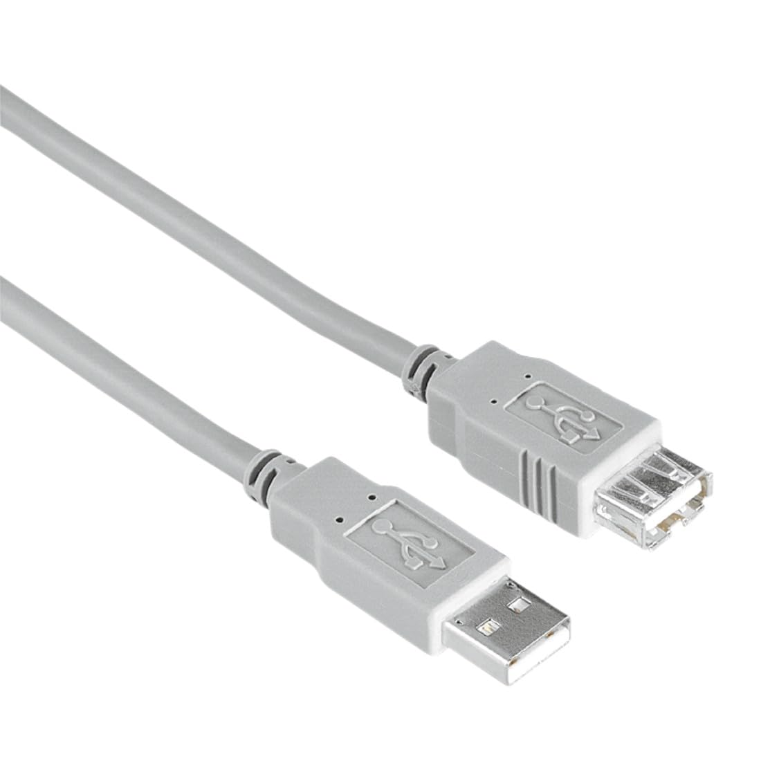 Hama USB A Cable - USB A (Basket, USB-A 2.0, 480 Mbit/s, 0.5 A, for PC Connection, Notebook, 1.5 m) Grey