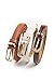 Set of 5 HBY Women Metal Fashion Skinny Leather Belt Elastic belt solid color, One Size Fits 30-34.