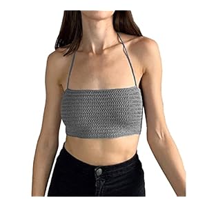 Aooword Dames spaghetti Strap Bandeau Gebreide Mouwloze Cami Top