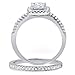 925 Sterling Silver Cushion Cubic Zirconia CZ 2Pc Halo Wedding Engagement Ring Set