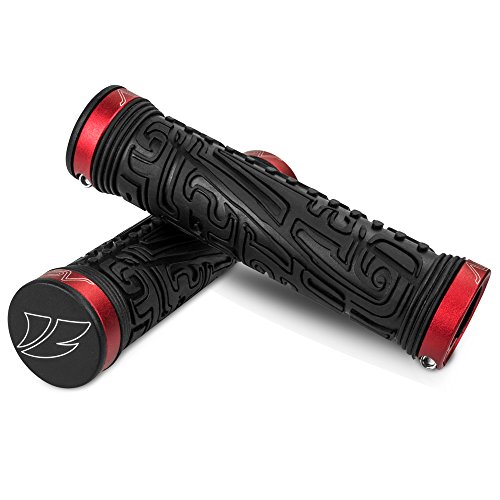 BV Bike Handlebar Grips, Double Lock-on Bicycle Grip Handle Bar End Holding Locking Grips, for MTB, BMX, Mountain, Downhill, Folding Bike (Red) (Best Bmx Bike Color Schemes)