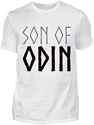 Vikings Tshirt Unisex in White Son of Odin - Fashion Premium Shirt with Imprint for Women & Men - 100% Cotton - Design Lifestyle Summer Roundneck Tee Present Idea