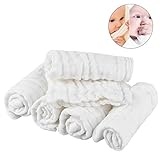 Pretty See Cotton Baby Wipes Soft Newborn Baby Face Towel Natural Baby Muslin Washcloths and Towels for Sensitive Skin, White, Set of 5