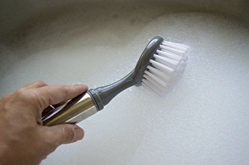 Evriholder Sophisti-Clean Stainless Steel Dishwashing Brush, Silver w/Grey - Thumbnail 2