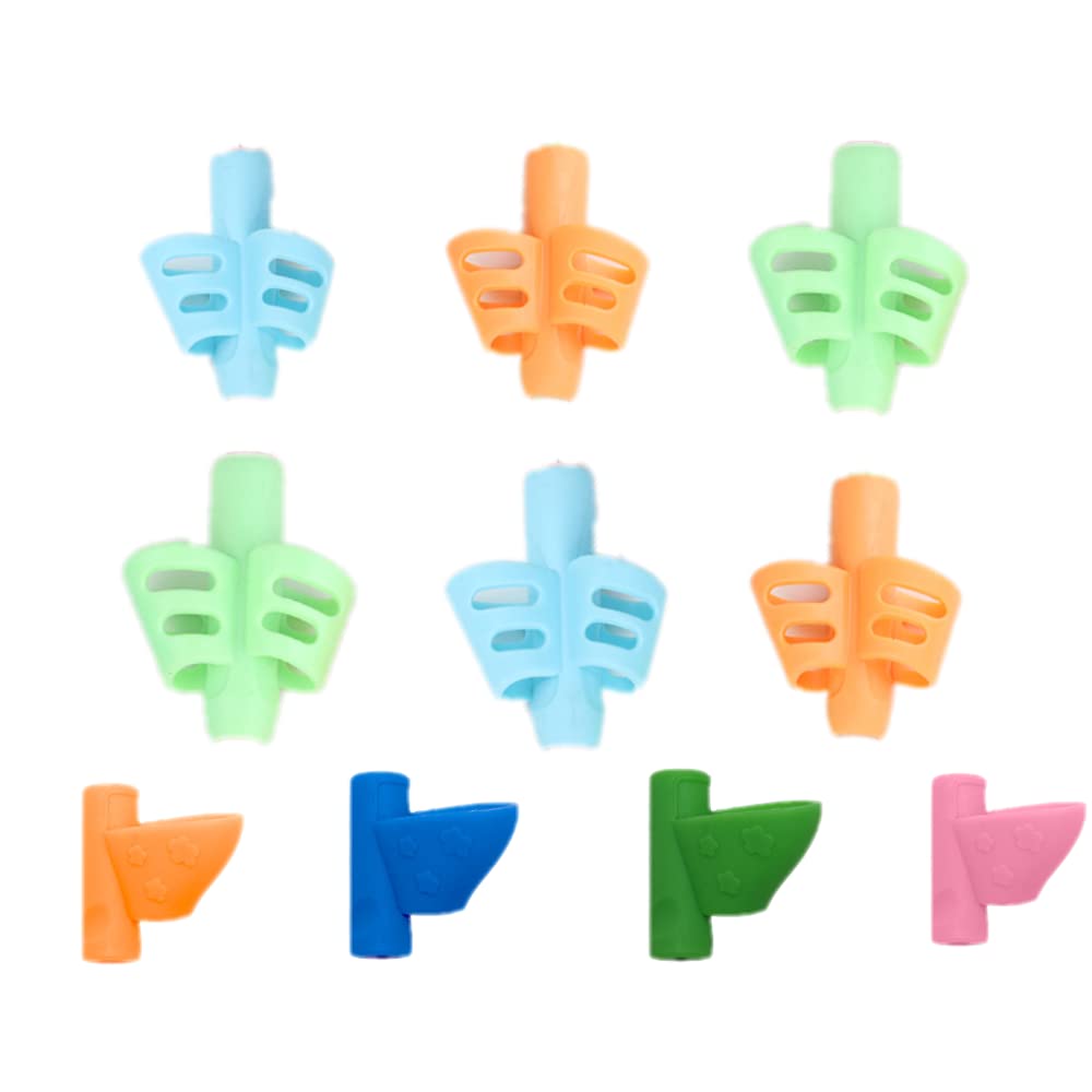CHSYOO 10 Pieces of Ergonomic Writing Training Auxiliary Correction Silicone Pen Grips Pen Posture Correction Tool for Preschool Children and Adults with Inflexible Fingers