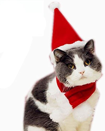 BbearT® Cat Dog Christmas Dress Up Clothes Hat Puppy Cat Holiday Accessory Christmas Costume (Red Hat Scarf Set, L) - Image 4