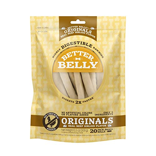 Better Belly Originals, Real Beef Sirloin Flavor, Small Rolls, Dog Chews, 20Cou…