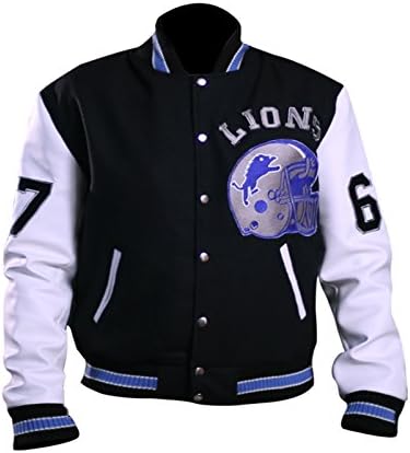 USL Beverly Hill Cop Detroit Lions Letterman Real Wool Jacket Real Leather Sleeves Jacket