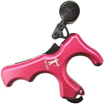 Supercaptain Archery Bow Release Trigger, Aluminum Metal Thumb Release Aids, 3-Finger Compound Bow Release, Red
