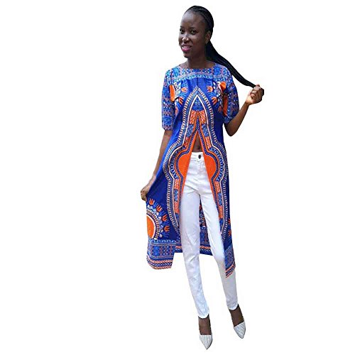 Kinghard Women Fashion African Print Dress Casual Loose Print Dress
