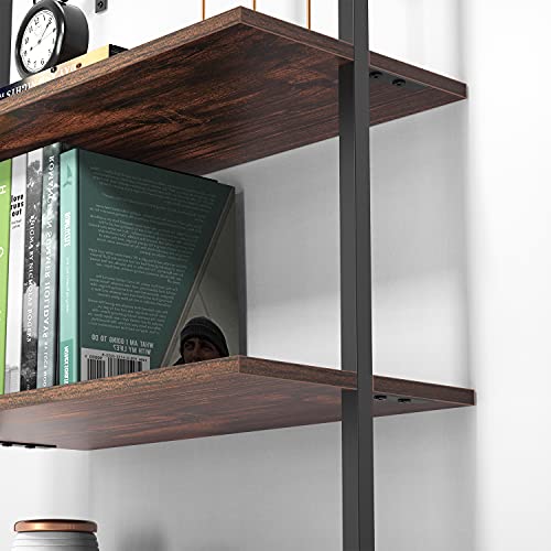 UVII Ladder Shelf Industrial Bookshelf, 5Tier Ladder Bookshelf With