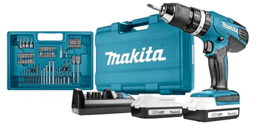 Makita HP457DWE10 Akku- Schlagbohrschrauber-Set inkl. 74tlg. Zubehör