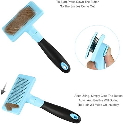 Self Cleaning Pet Slicker Brush For Grooming Dogs and Cats - Efficiently Reduces Shedding And Removes Mats, Tangles, Knots, Dander And Loose Hair