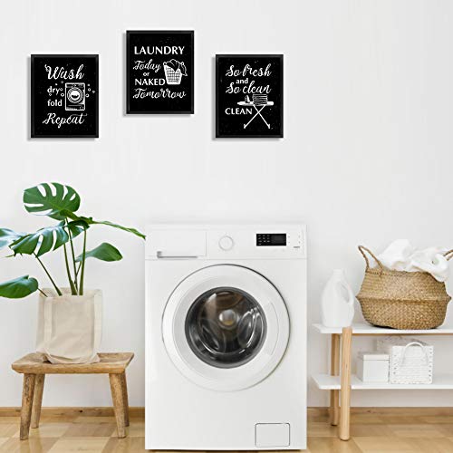 HLNIUC Funny Laundry Room Wall Art, Laundry Signs Canvas Art Prints Set