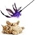 Freedi 4Pcs Cat Toys Artificial Feather Teaser Wand Toy with Bell Pet Funny Exerciser Interactive Play Feather Toys