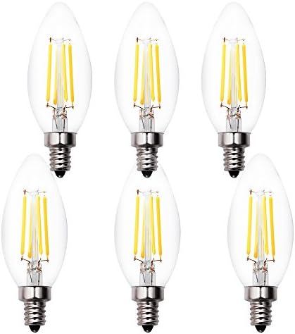 LED Candelabra Bulbs, Simex 6 Pack Dimmable 4W Led Decorative Chandelier Candle Light Bulb,40 Watt Light Bulbs Equivalent,2700K Warm White,E12 Candelabra Base
