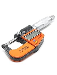 Micrómetro digital Ubante electrónico con visualización grande, conversión pulgadas métricas Conversión 0 1 pulg rango de medida, 0.00005 pulg resolución, naranja gris