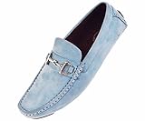Amali Mens Casual Driving Moccasin Loafer in Turquoise Microfiber With Silver Ornament: Style Walken Turquoise-025