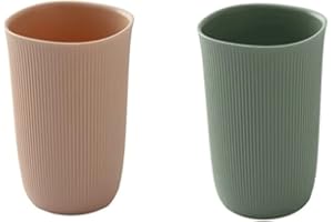 RabyLeo Household Large-Capacity mouthwash Cup (360ml) Couples' Washing Cup Creative Cup Simple Stripe Toothbrush Cup. (Blue & White) (Pink & Green)