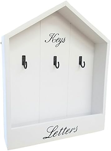 Key Rack and Letter Holder | Elegant House-Shaped Design, Perfect for Home Decor (White)