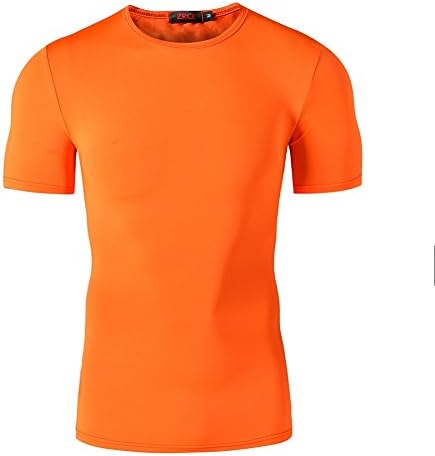 Super Heros Spiderman Men Compression Running Shirt Tight Sports Tee (XL, Orange)