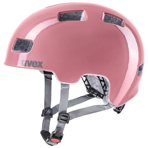 uvex hlmt 4 - lightweight bicycle helmet for children - individually adjustable fit - washable inner padding - rose - grey - 51-55 cm