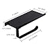 DECOMOMO Toilet Paper Holder with Phone Shelf, SUS304 Stainless Steel Wall Mount Bathroom Tissue Holder with Storage Shelf Rack, Toilet Paper Roll Dispenser Matte Black