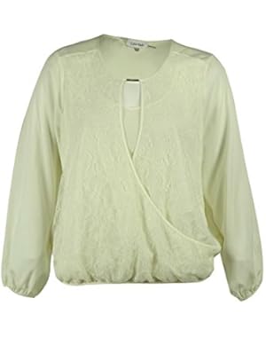 Calvin Klein Women's Lace Front Surplice Blouse