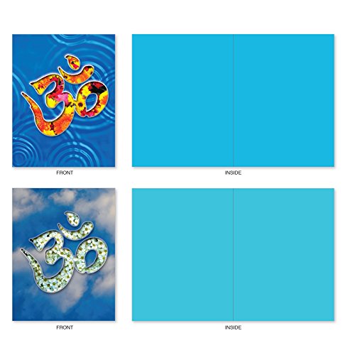 Set of 10 All-Occasion Note Cards with Envelopes 4 x 5.12 inch, Assorted 'Om Blooms' Blank Greeting Cards, Stationery Set for Weddings, Graduation, Thank Yous - NobleWorks M3971