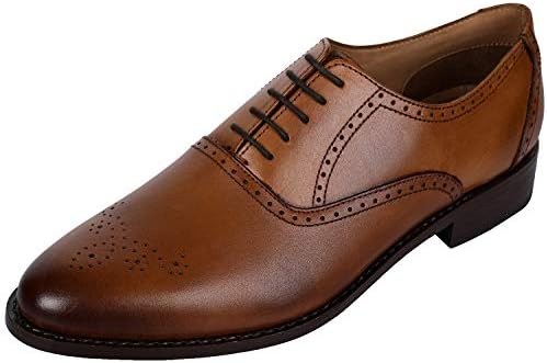 Lethato Handmade Brogue Oxford Goodyear Welted Genuine Leather Lace up Dress Shoes