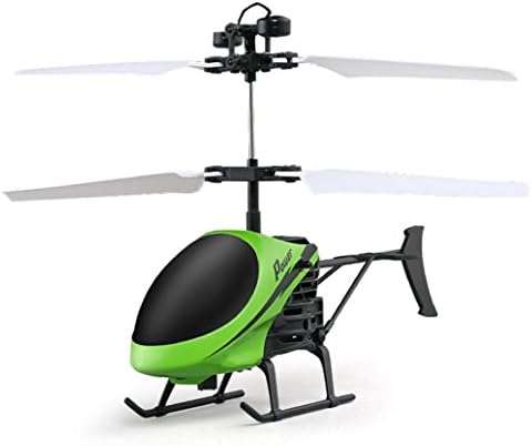 Kingfansion Remote Control Flying Mini RC Infraed Induction Helicopter Aircraft Flashing Light Toys for Kids and Adults (Green)