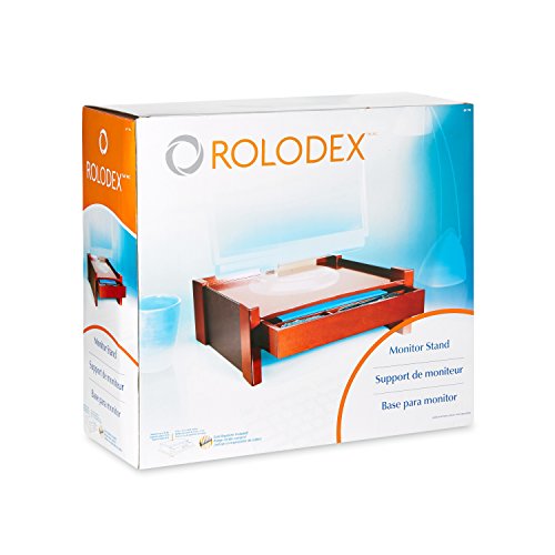 Rolodex Wood and Faux Leather Monitor Stand, Mahogany and Black (81776)