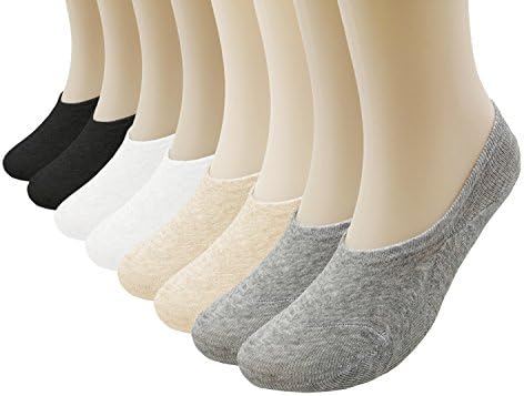 Prefer Green Women's 6 Pairs Thin Casual No Show Socks Anti-Slip Cotton Sock (Black + White + Grey + Nude (8 Pairs))