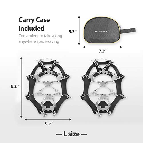 ROCONTRIP Traction Cleats Ice Snow Grips Anti Slip Stainless Steel Spikes Crampons for Footwear M/L/XL (L) - Thumbnail 5