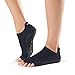 toesox Women's Grip Half Toe Low Rise Socks, Medium, Black