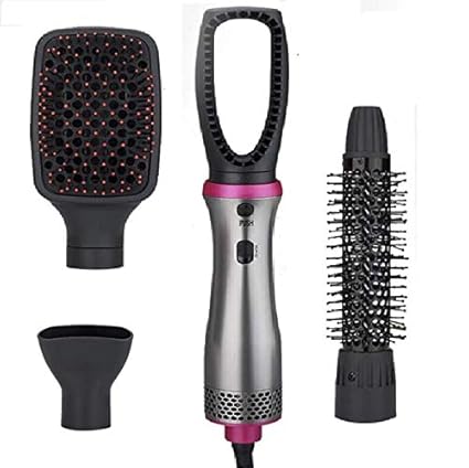 EMPORIUM Heated Straightening Brush with Temperature Control Ceramic Heating Detangling Air Brush Blow Rotating Straightener and Curly Comb with Anti-Scald with Ion Curling Dryer Brush