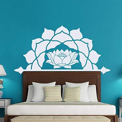 jiushivr Half Mandala Wall Decal Pattern Lotus Flower Vinyl Sticker Decals Headboard Master Bedroom Bohemian Boho Decor 42x81cm