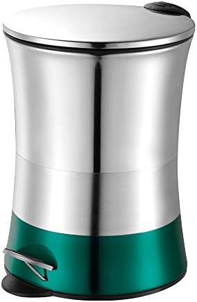 Hopeful Enterprise 5L Stainless Steel Foot Pedal Metal Trash Can/Bin with Lid (Glossy Teal)