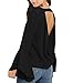 Cheapcotton Women's V-Neck Long Bell Sleeves Cut Out Back Blouse