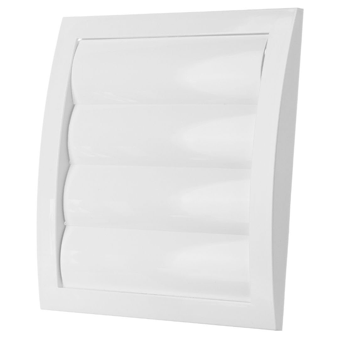 LIRAST Ø 150mm / 6'' White Plastic Ventilation Grille with Non-Return Gravity Shutters - Air Vent Cover with Insect Protection