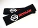 NISSAN Exquisite Embroidered Badge Comfortable Seat Belt Shoulder Pad Cover Velcro Opening Black 1 Pair